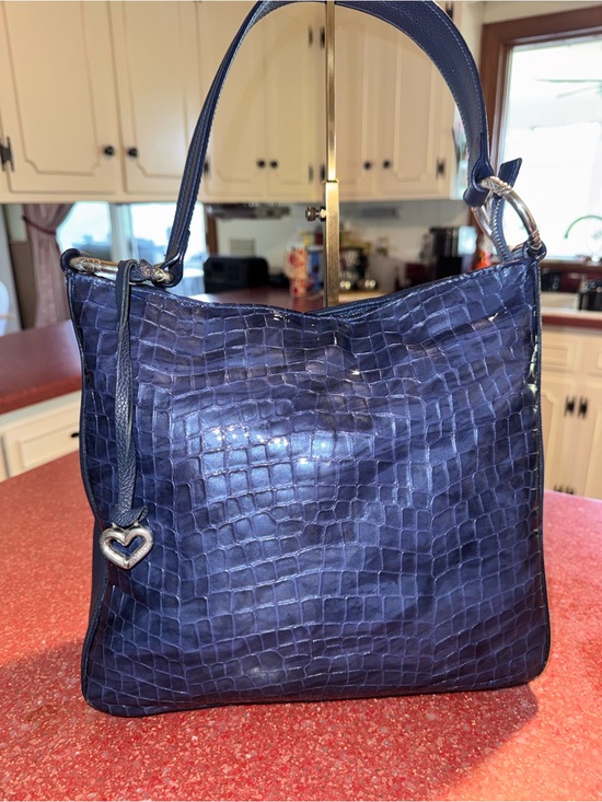 Brighton Handbags - Brighton Cherie Soft Shoulder Bag in French Blue croc-embossed patent leather